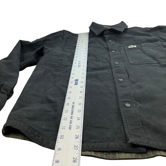 Lacoste Reversible Black Plaid Snap Button Shacket Preppy - Picture 11 of 16